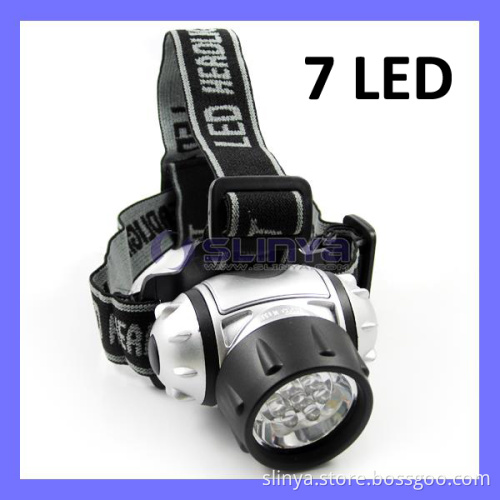 ABS Mining 7 LED Headlight Flashlight Bicycle Outdoor Camping Motorcycle Lamp Handsfree Headlamp 9004 AAA Battery (LED-628)